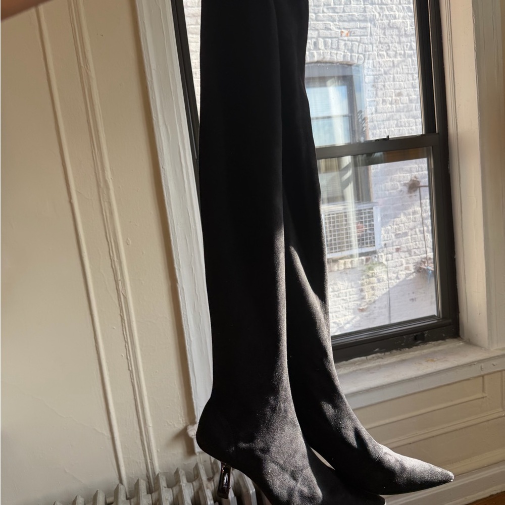 H&M Black Over the Knee Suede Boots - Picture 2 of 2
